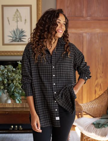 SHIRLEY Black and Gray Check, Flannel