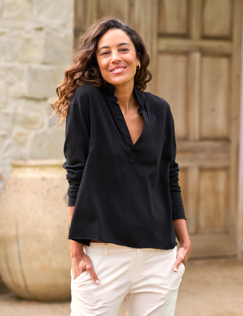 Patrick, Popover Henley, Black | Frank & Eileen