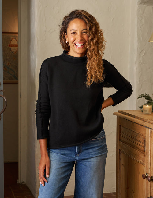 MONTEREY Black, Pure Italian Cotton, front view
