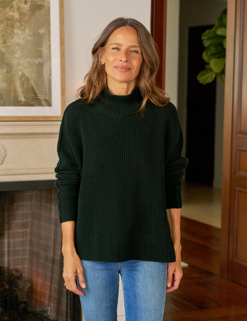 MONTECITO TURTLENECK British Racing Green, Pure Italian Cotton, front view