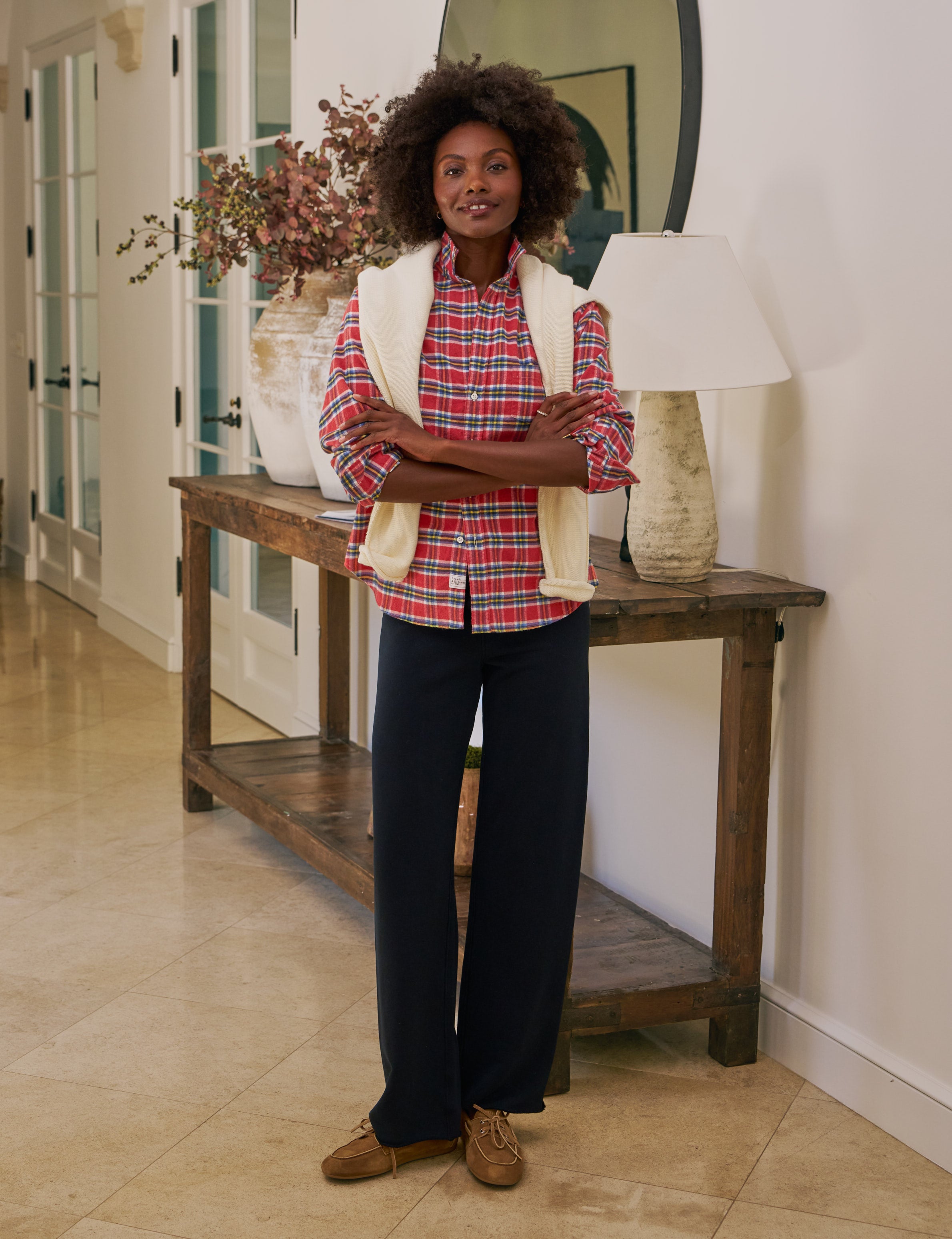 EILEEN Red and Yellow with Blue Plaid, Italian Flannel