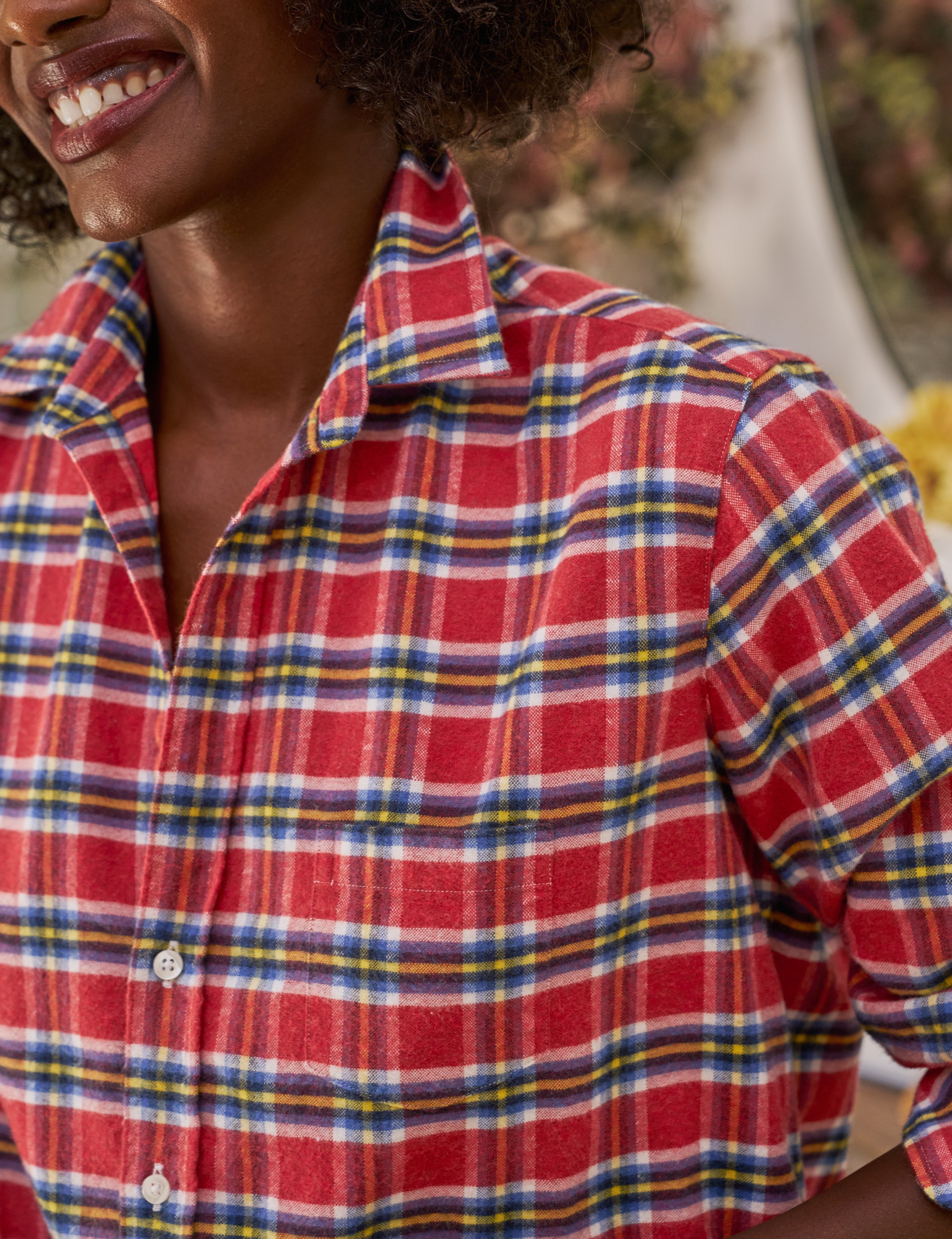 EILEEN Red and Yellow with Blue Plaid, Italian Flannel