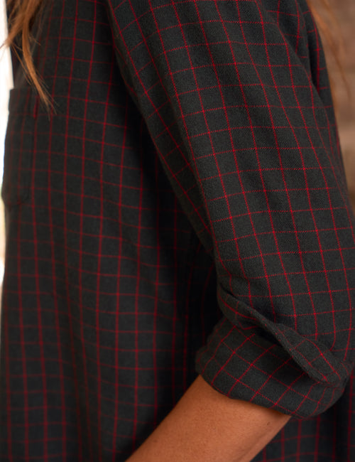 EILEEN Green with Red Windowpane, Italian Flannel, view 3