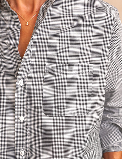 OONA Black and White Plaid, Italian Cotton, view 5