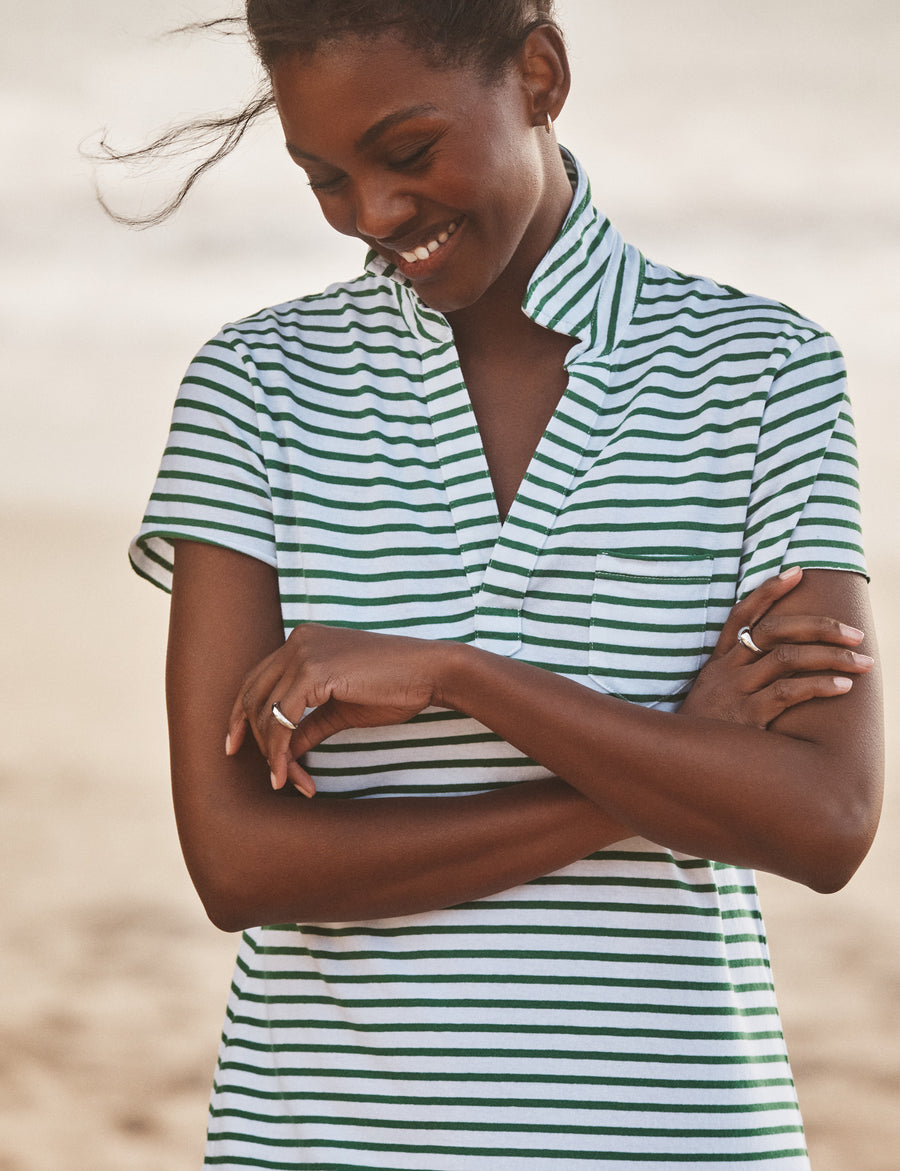 green and white polo dress Lauren Ralph Lauren Women's Striped Pleated Shirt Dress