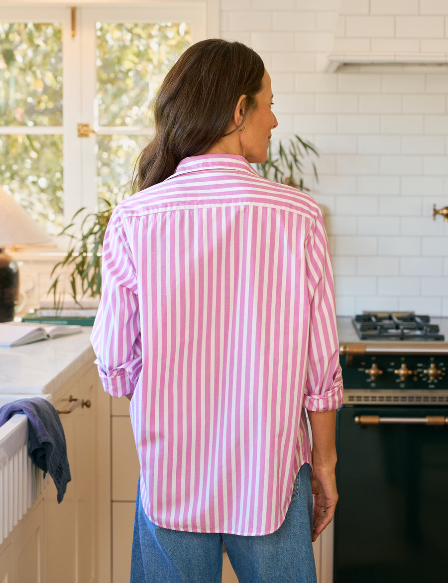 Eileen, Relaxed Button-Up Shirt, Pink Stripe