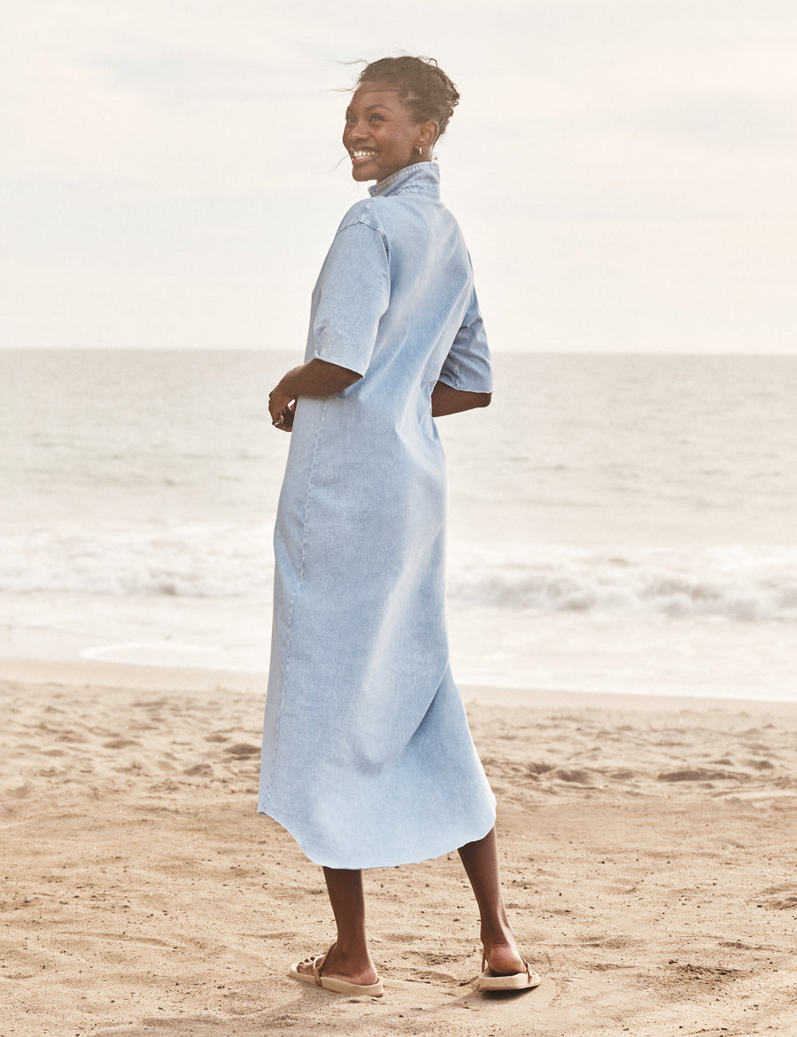 Emma, Popover Henley Maxi Dress, Blue