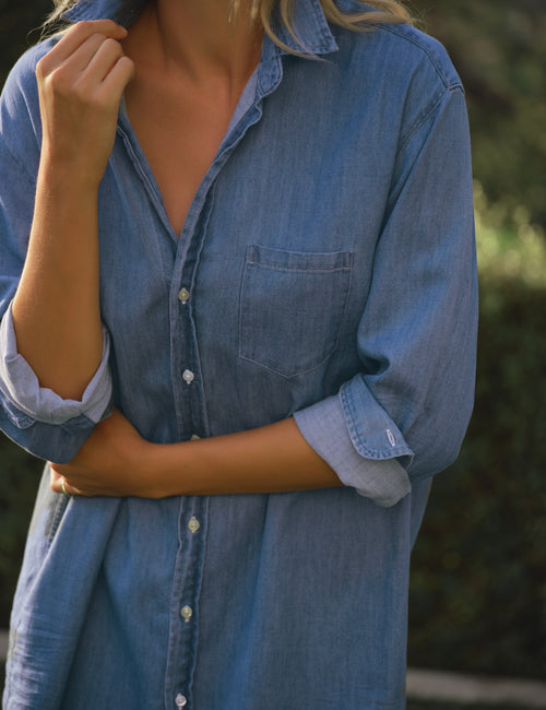 Frank & Eileen Mary Classic Shirtdress in Vintage Stonewashed Indigo Famous Denim, S