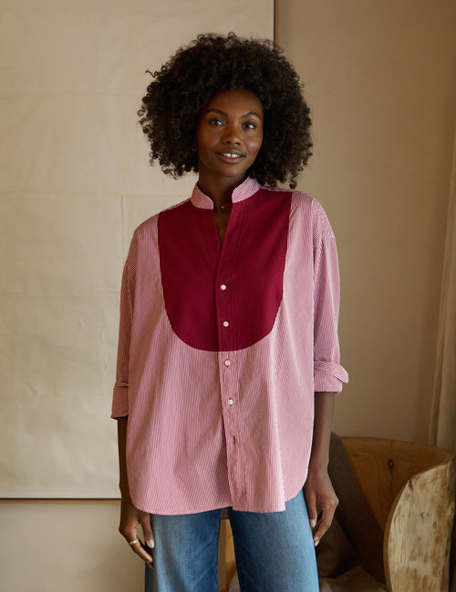 VICTORIA Red Stripe with Red Bib, Italian Superluxe, front view