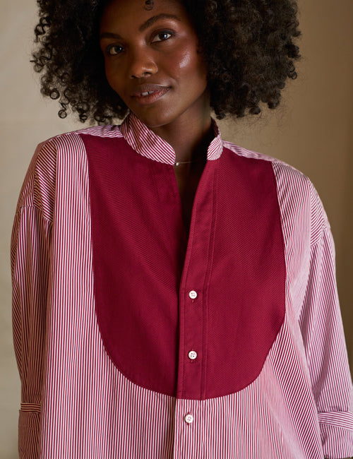 VICTORIA Red Stripe with Red Bib, Italian Superluxe, view 3