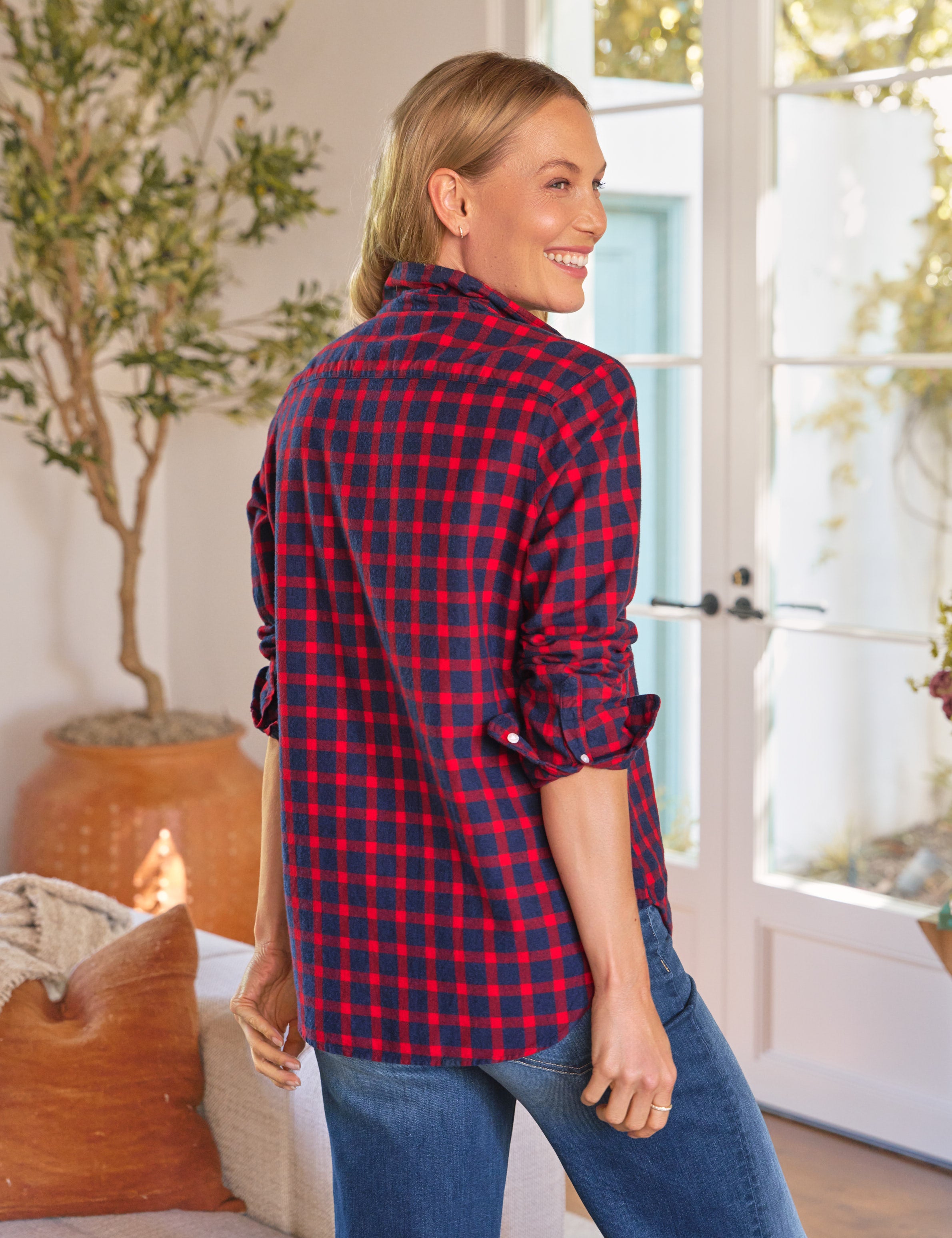 EILEEN Red and Blue Plaid, Italian Flannel