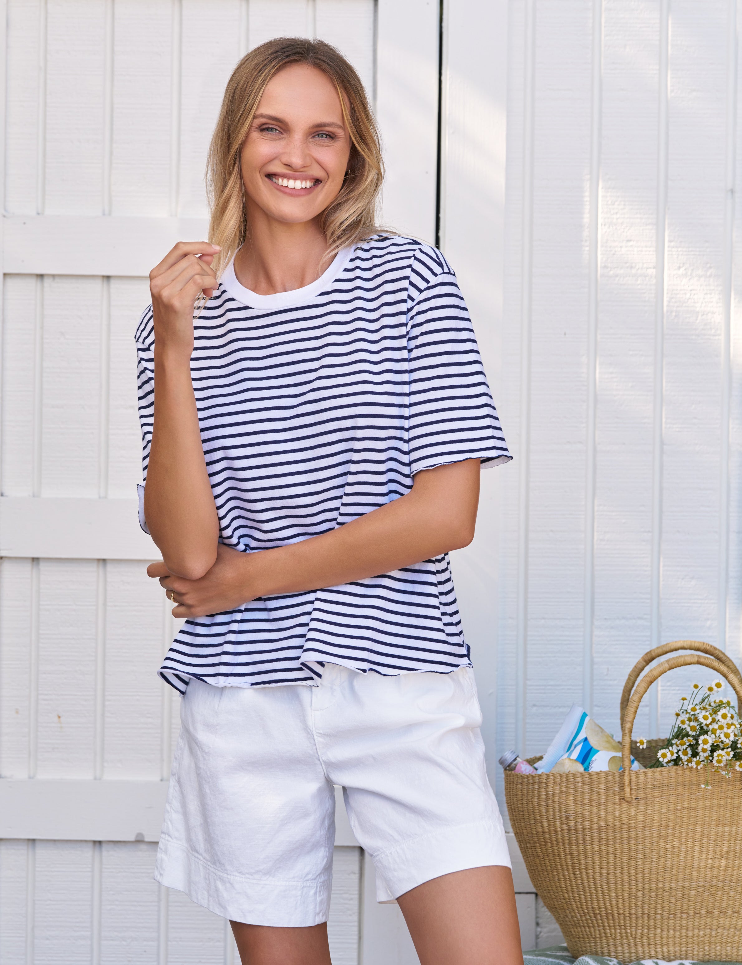 PERRY Navy French Stripe, Vintage Jersey, front view