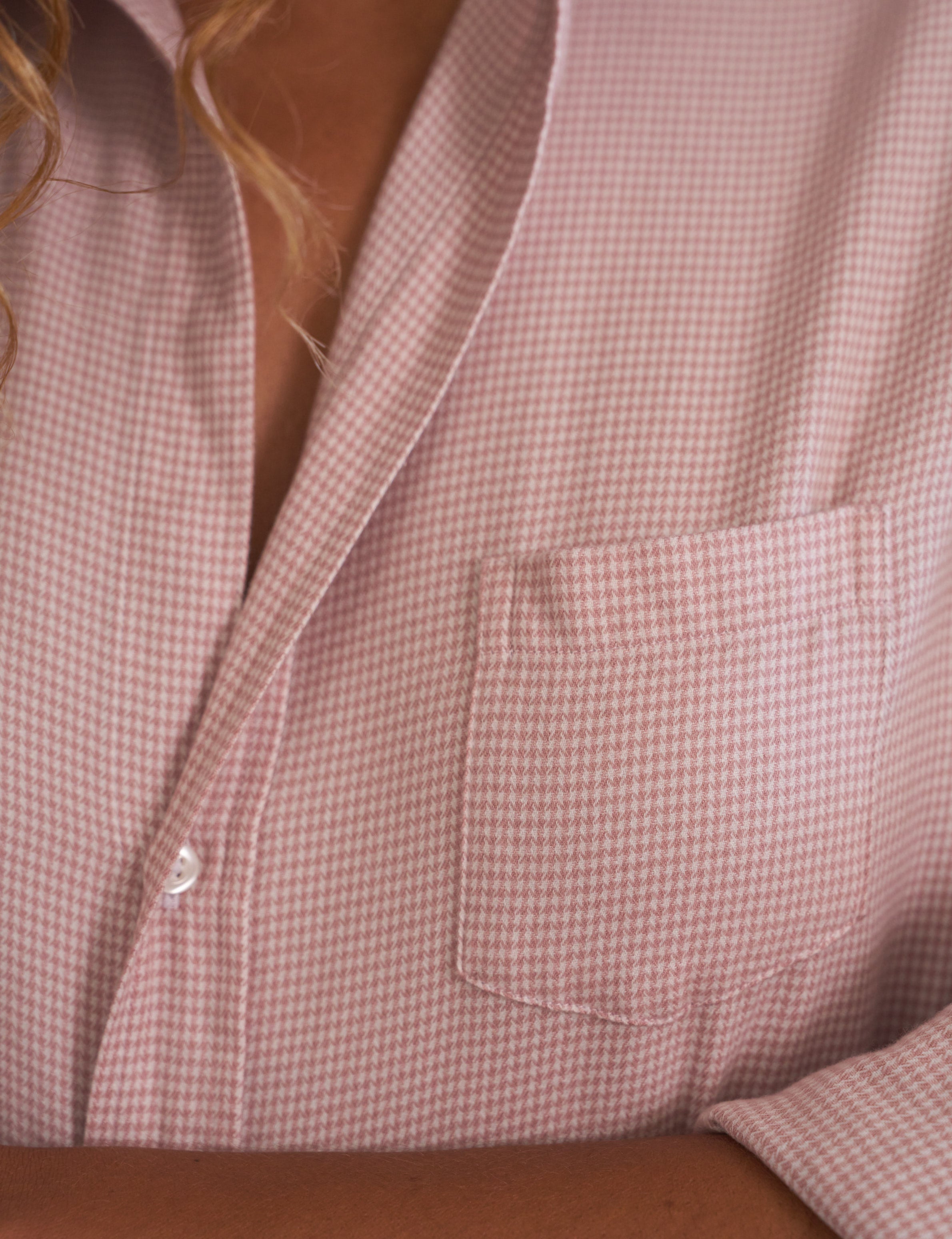 EILEEN Pink Houndstooth, Italian Cashmere Touch