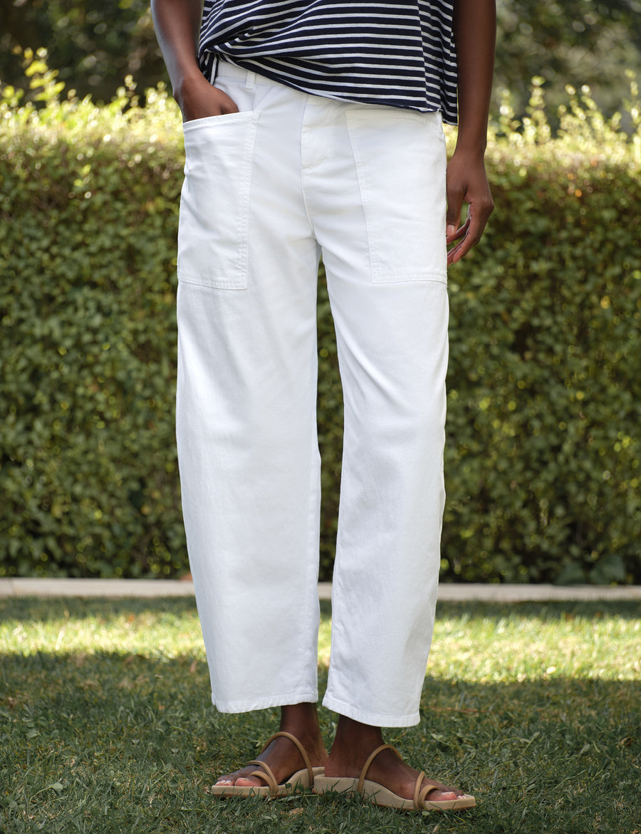 Bray, Everyday Barrel Pant, White | Frank & Eileen