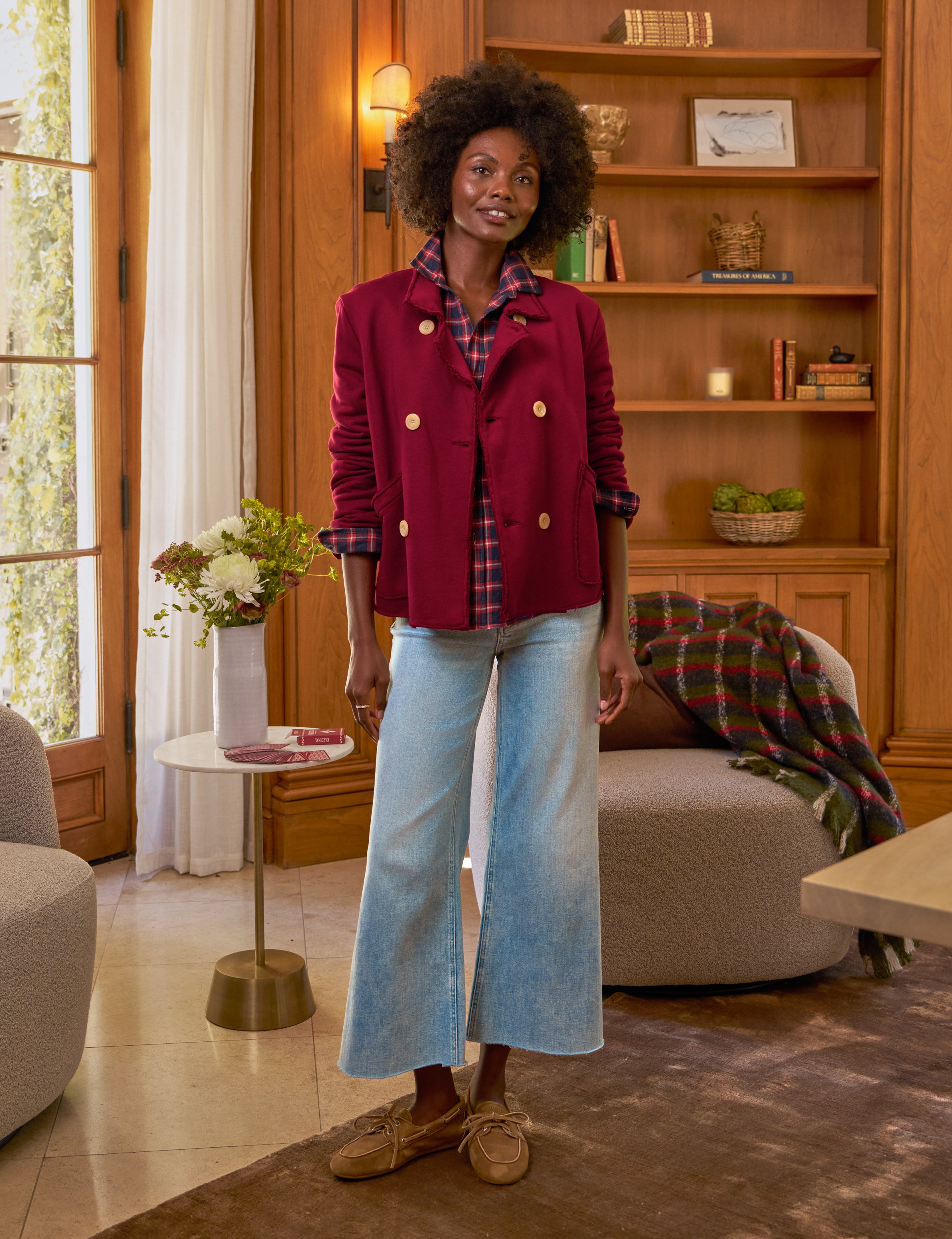 BARRY Red and Blue with White Plaid, Italian Flannel