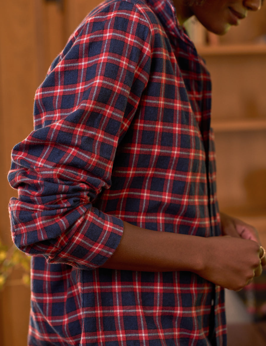 BARRY Red and Blue with White Plaid, Italian Flannel