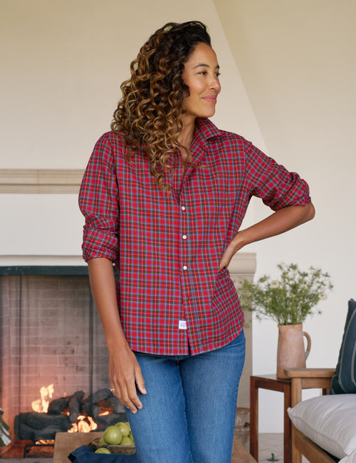 EILEEN Multicolor Small Red Plaid, Italian Flannel, front view