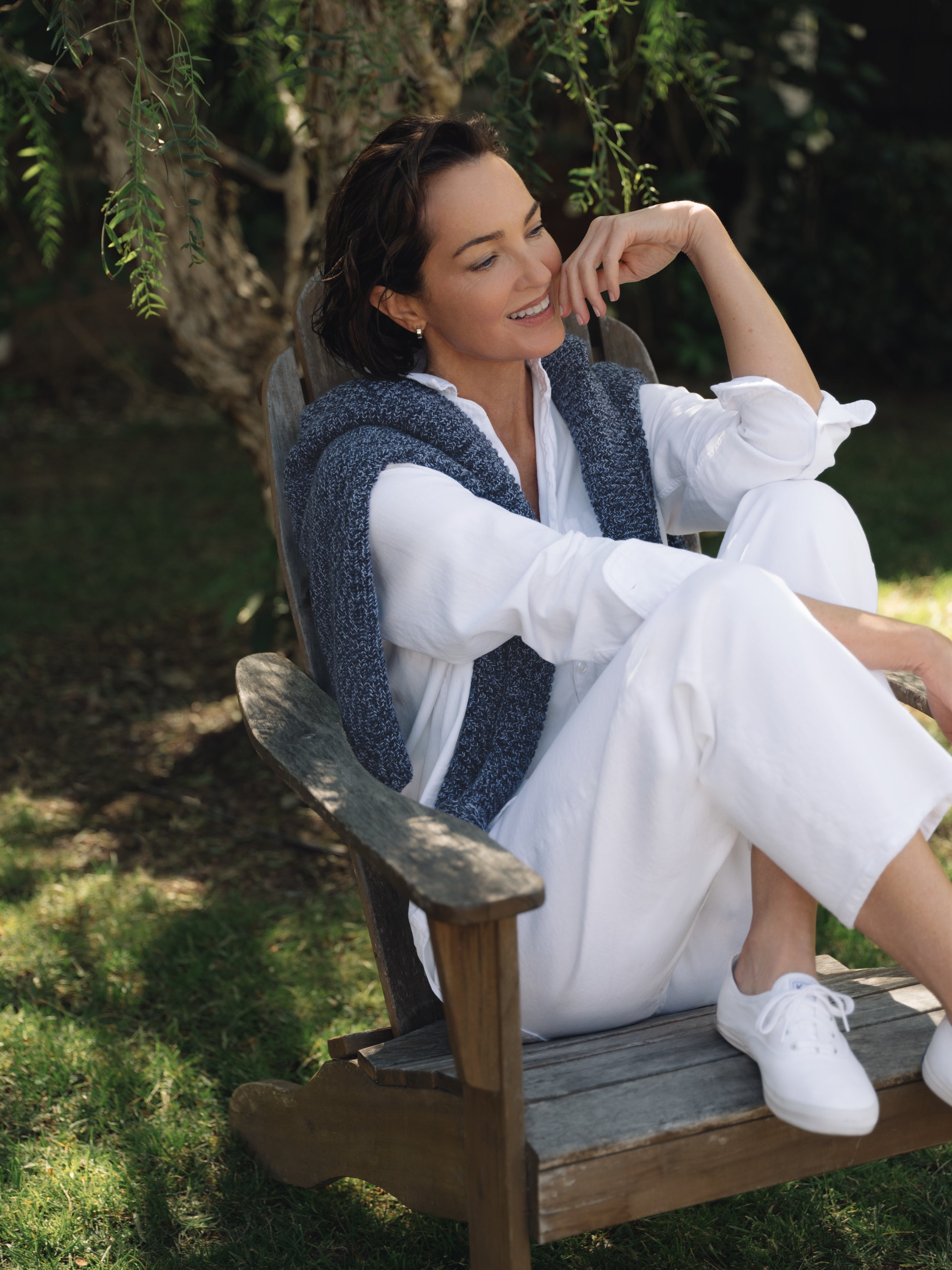 MONTECITO CARDIGAN Blueberry, Pure Italian Cotton, view 4