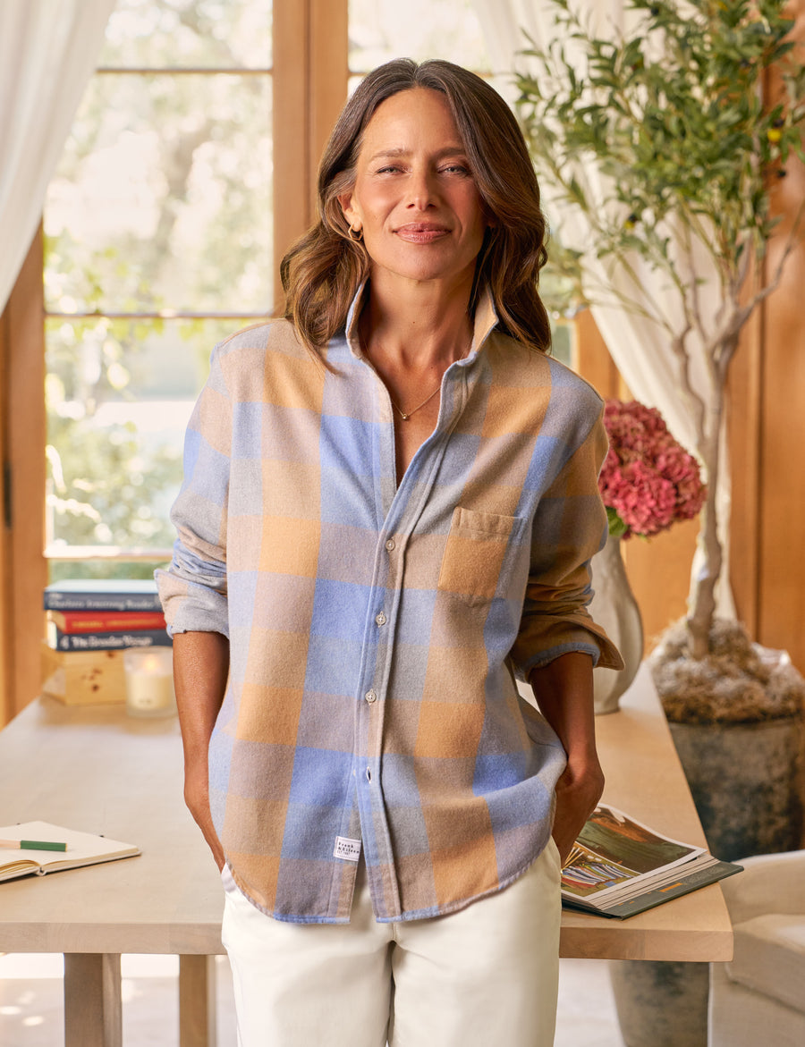 EILEEN Blue and Camel Check, Italian Flannel