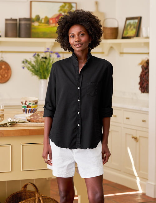 EILEEN RUFFLE Black, Famous Denim, front view