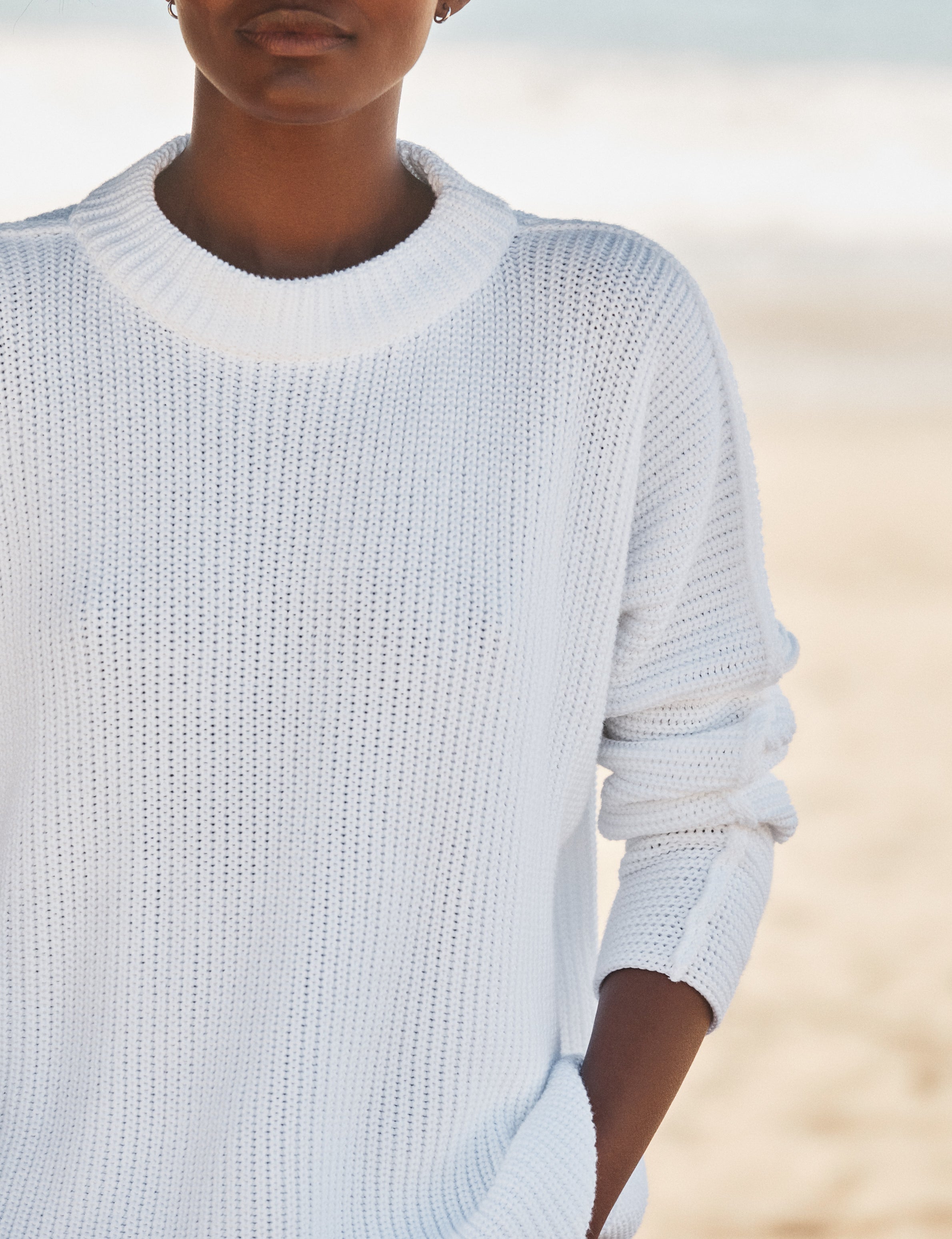 MONTECITO SWEATER White, Pure Italian Cotton, view 3