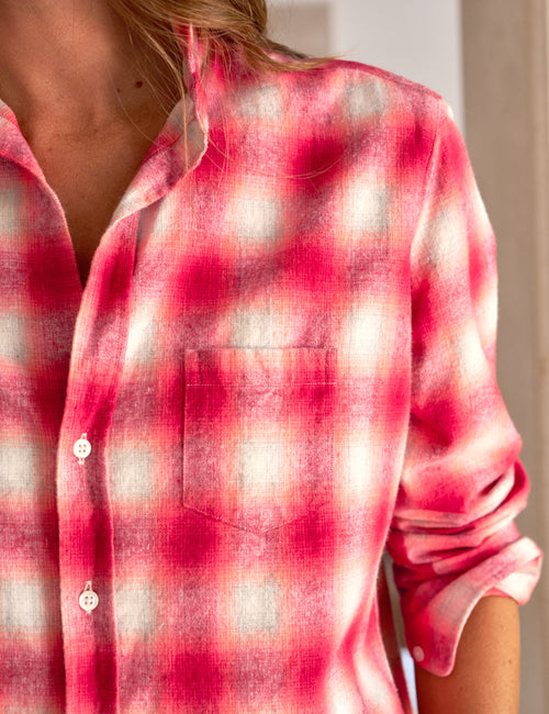 EILEEN Dark Pink and White Plaid, Italian Flannel, view 3