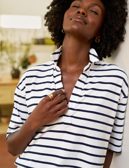 PATTY Wide Navy French Stripe, Vintage Jersey, view 3
