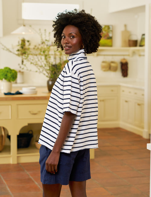 PATTY Wide Navy French Stripe, Vintage Jersey, alternate view