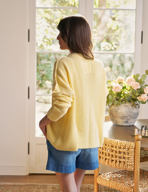 MONTECITO SWEATER Daffodil, Pure Italian Cotton, alternate view