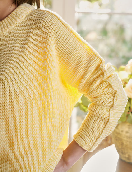 MONTECITO SWEATER Daffodil, Pure Italian Cotton, view 3
