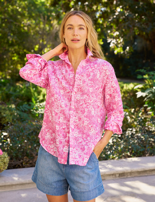 EILEEN Pink Floral, Italian Classic Linen, front view