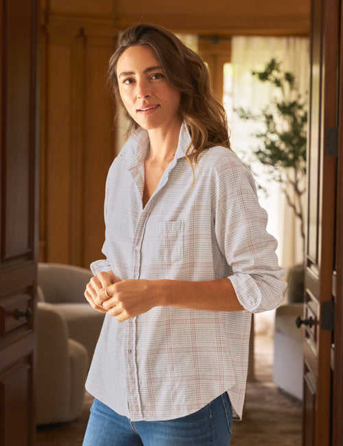 EILEEN Gray and Pink with Cream Plaid, Italian Cashmere Touch, front view