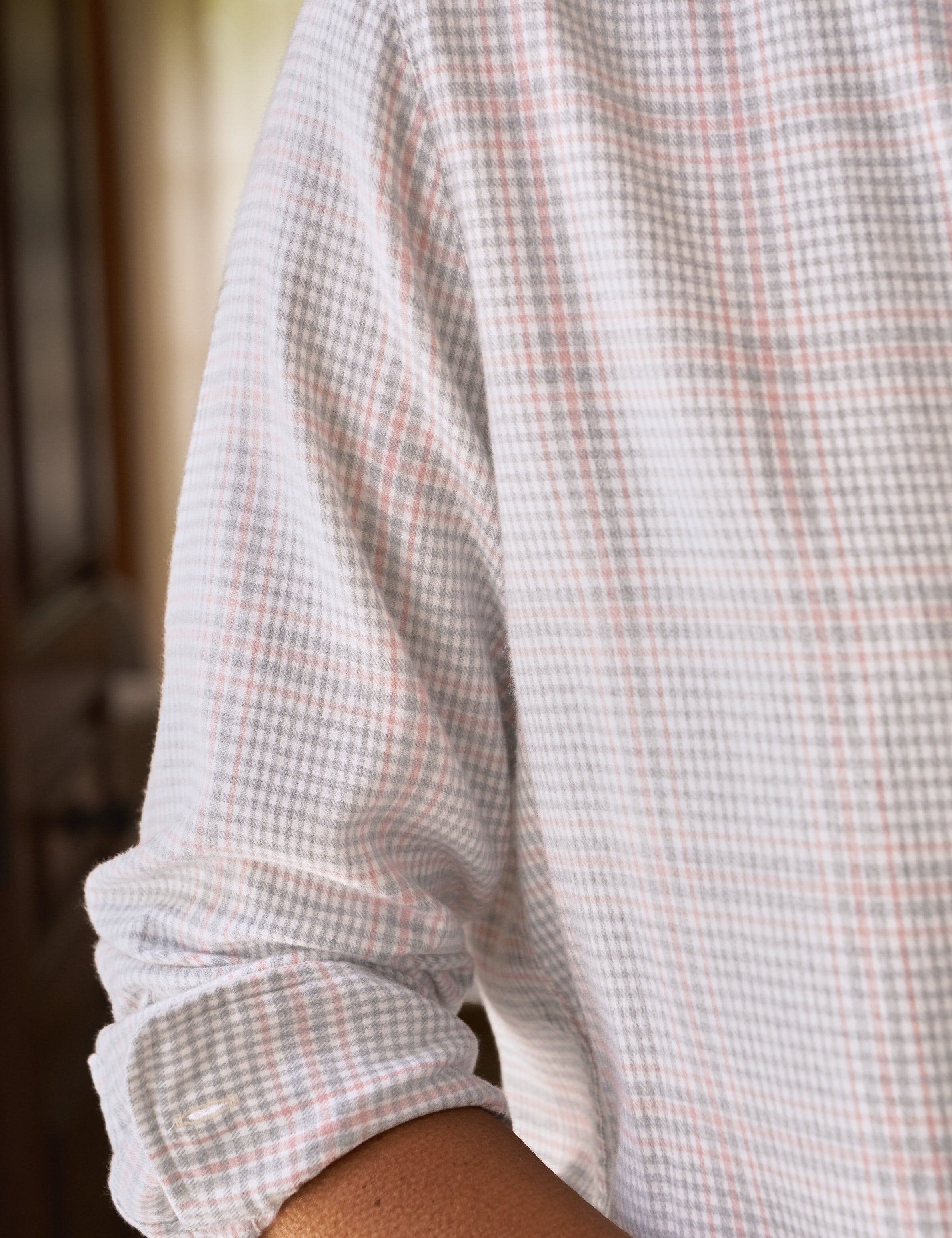 EILEEN Gray and Pink with Cream Plaid, Italian Cashmere Touch