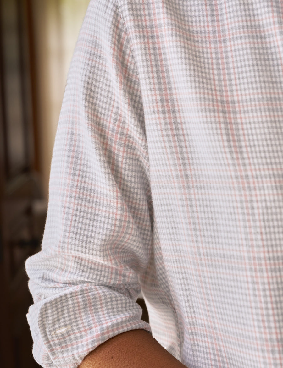 EILEEN Gray and Pink with Cream Plaid, Italian Cashmere Touch