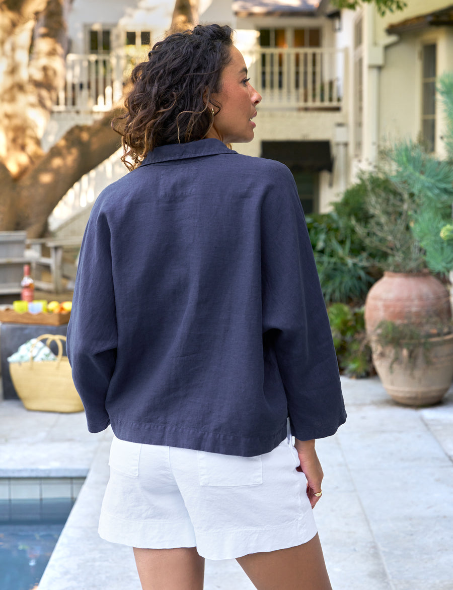 Gabi, Popover Shirt, Navy | Frank & Eileen