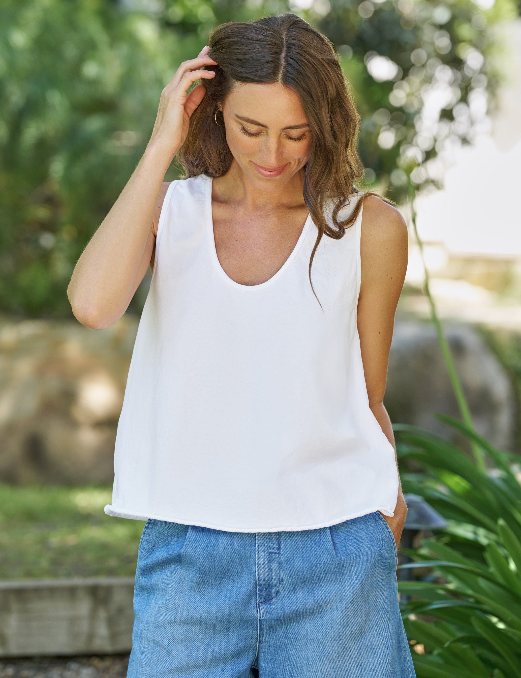 Inny, Scoop Neck Tank, White | Frank & Eileen
