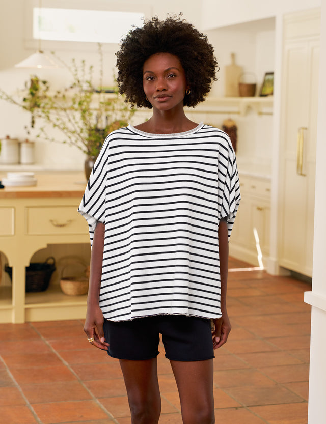 OLIVE Wide Navy French Stripe, Triple Fleece