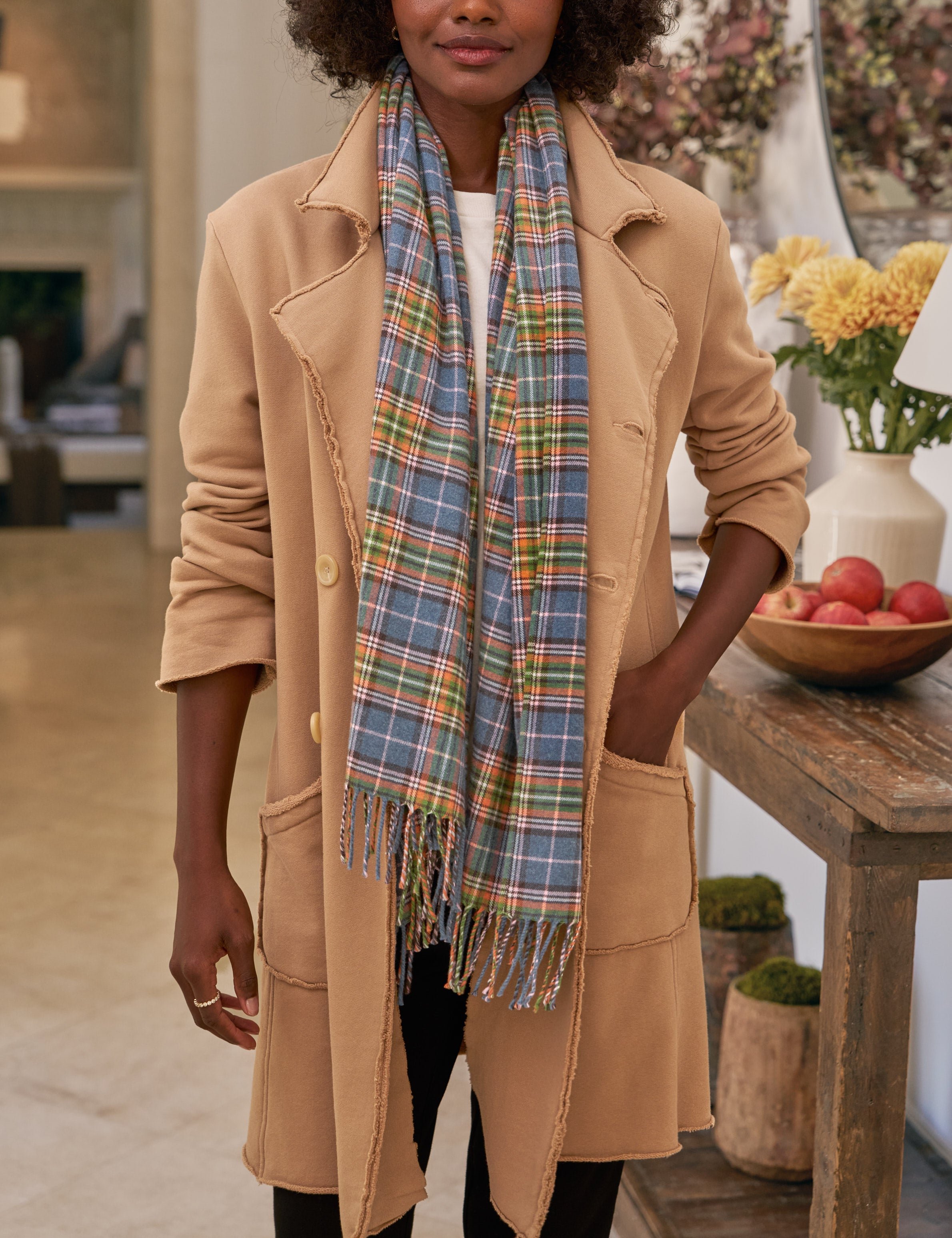 NOELLE Orange and Green with Blue Plaid