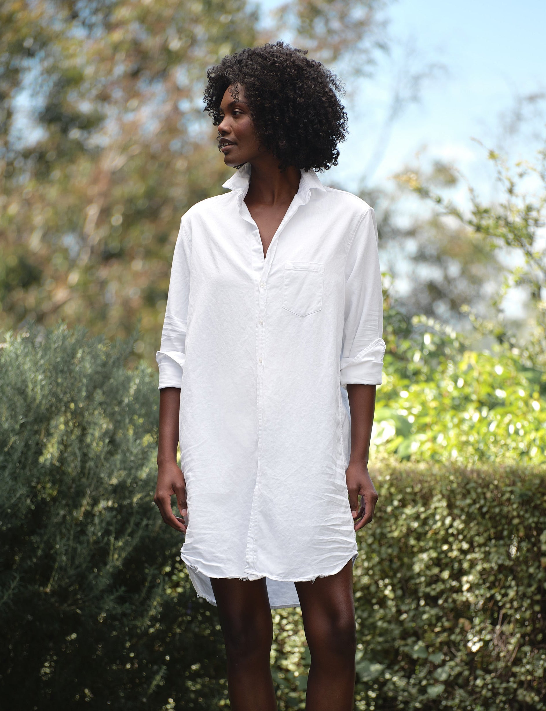 Frank & Eileen Mary Dress White Tattered Denim / L