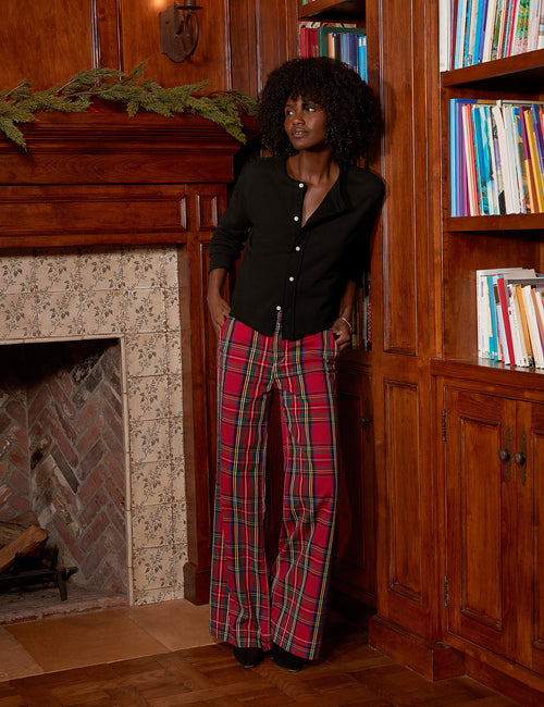 WEST VILLAGE Red Stewart Plaid, Italian Performance Twill, view 4