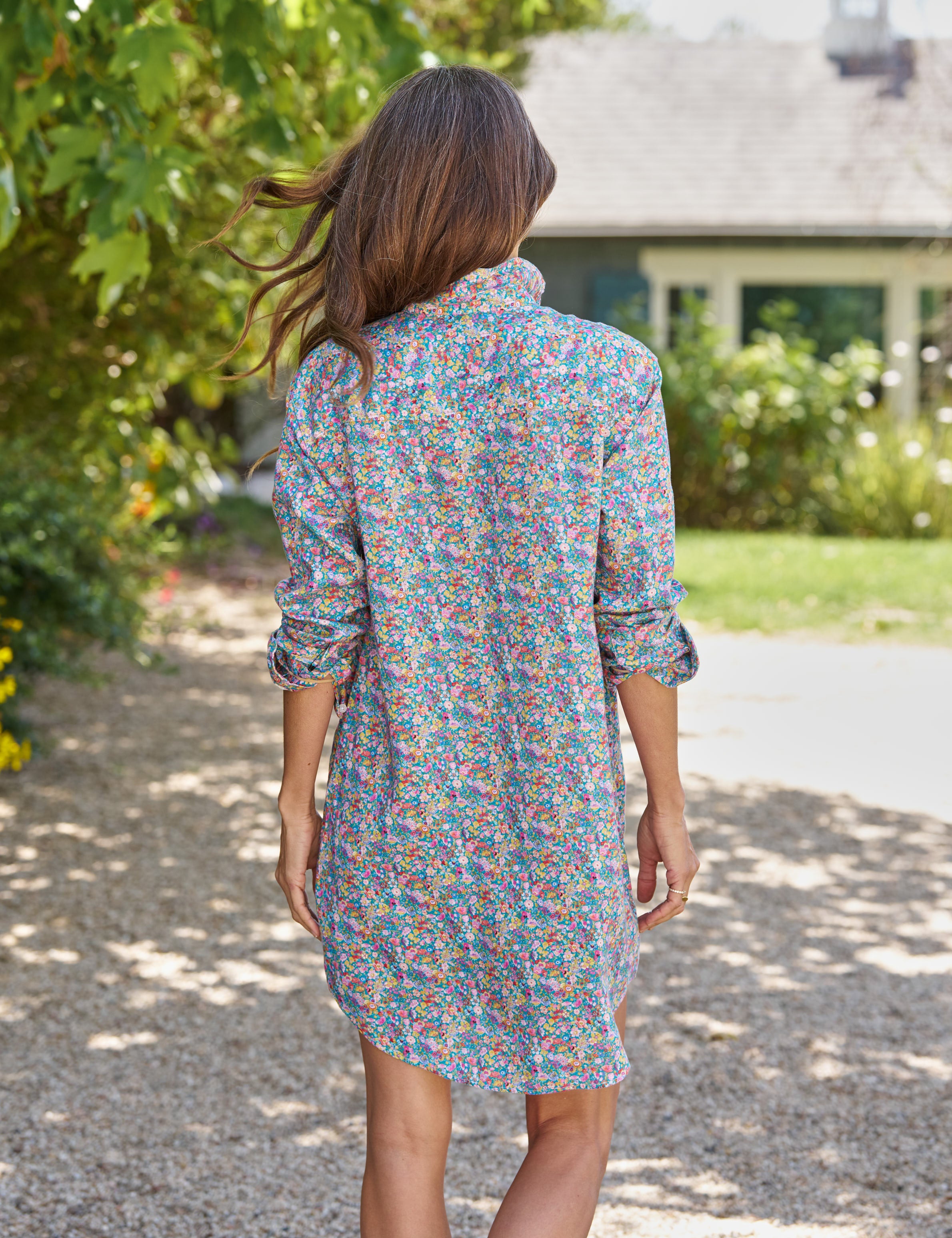 Frank & Eileen Mary Multicolor Flowers, Italian Classic Linen Blue S
