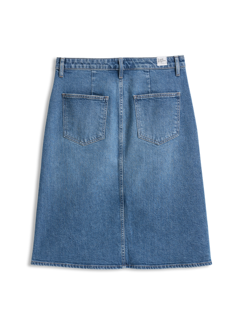 Blue denim skirt on a white background, view 6