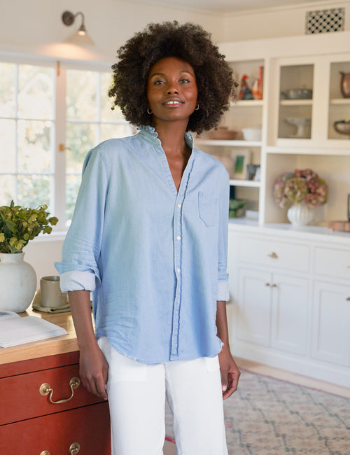 EILEEN RUFFLE Classic Blue Wash, Famous Denim, front view