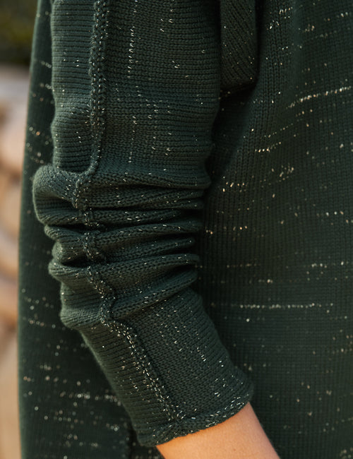 MONTEREY Green with Gold Glitter, Pure Italian Cotton, view 3