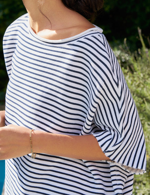 OLIVE Navy French Stripe, Triple Terry, view 3