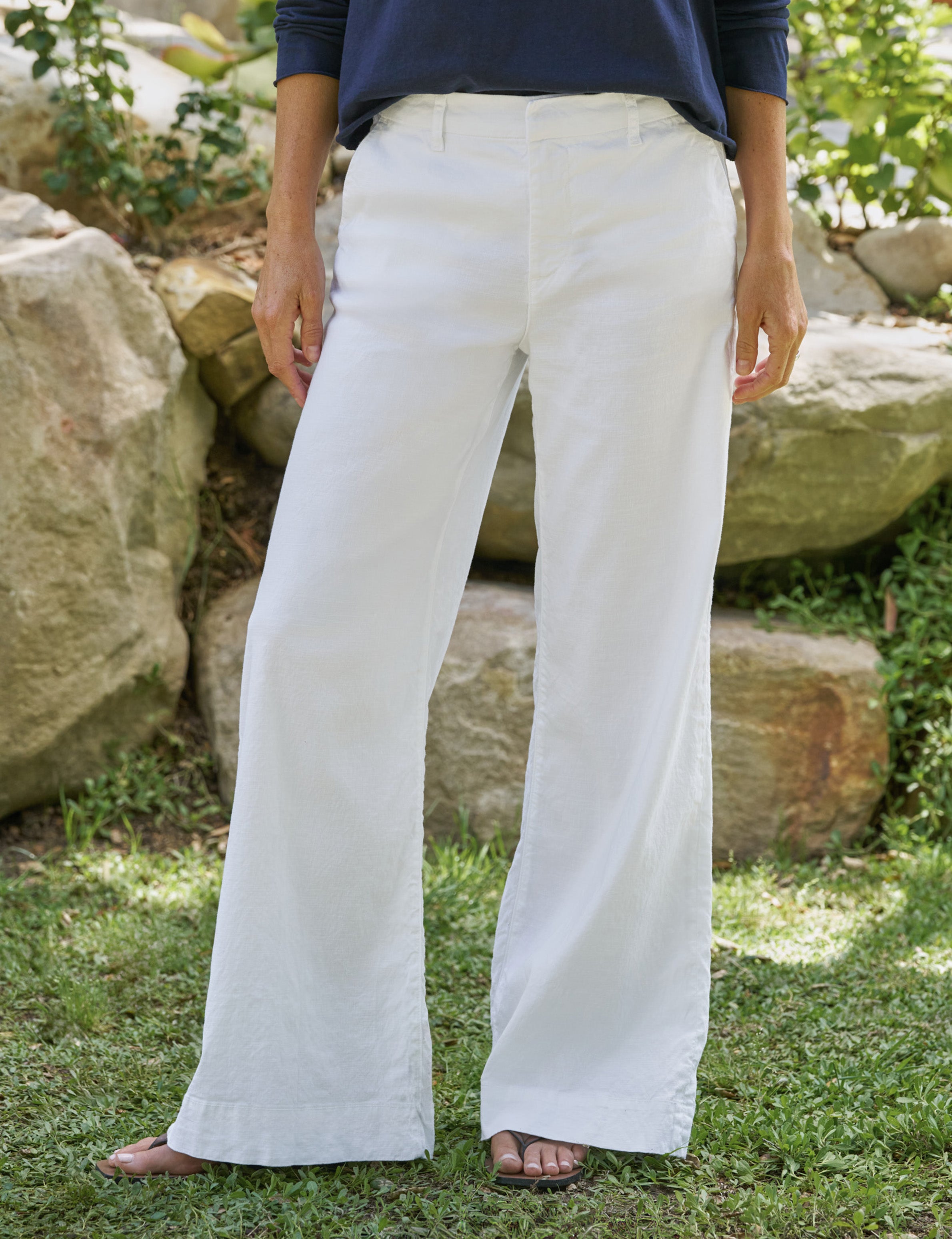 West Village, NYC Wide-Leg Trouser, White Linen | Frank & Eileen