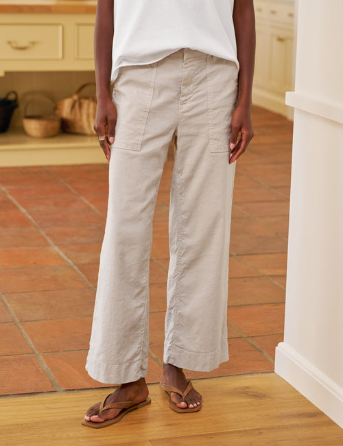 WEXFORD PATCH POCKET Cement, Italian Performance Linen, front view