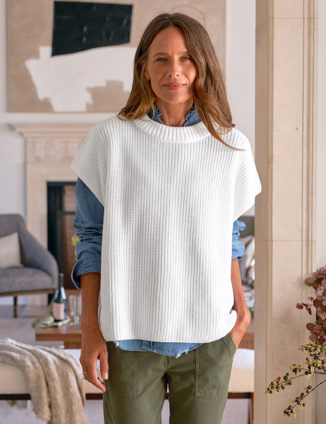 MONTECITO VEST White, Pure Italian Cotton