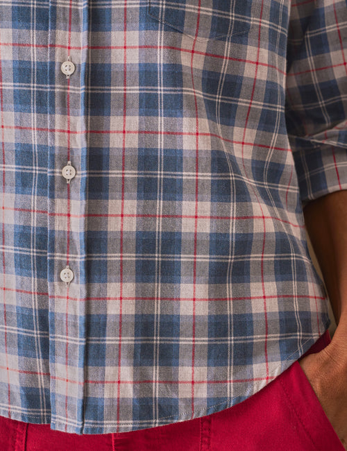 BARRY Gray with Blue and Red Plaid, Italian Flannel, view 3