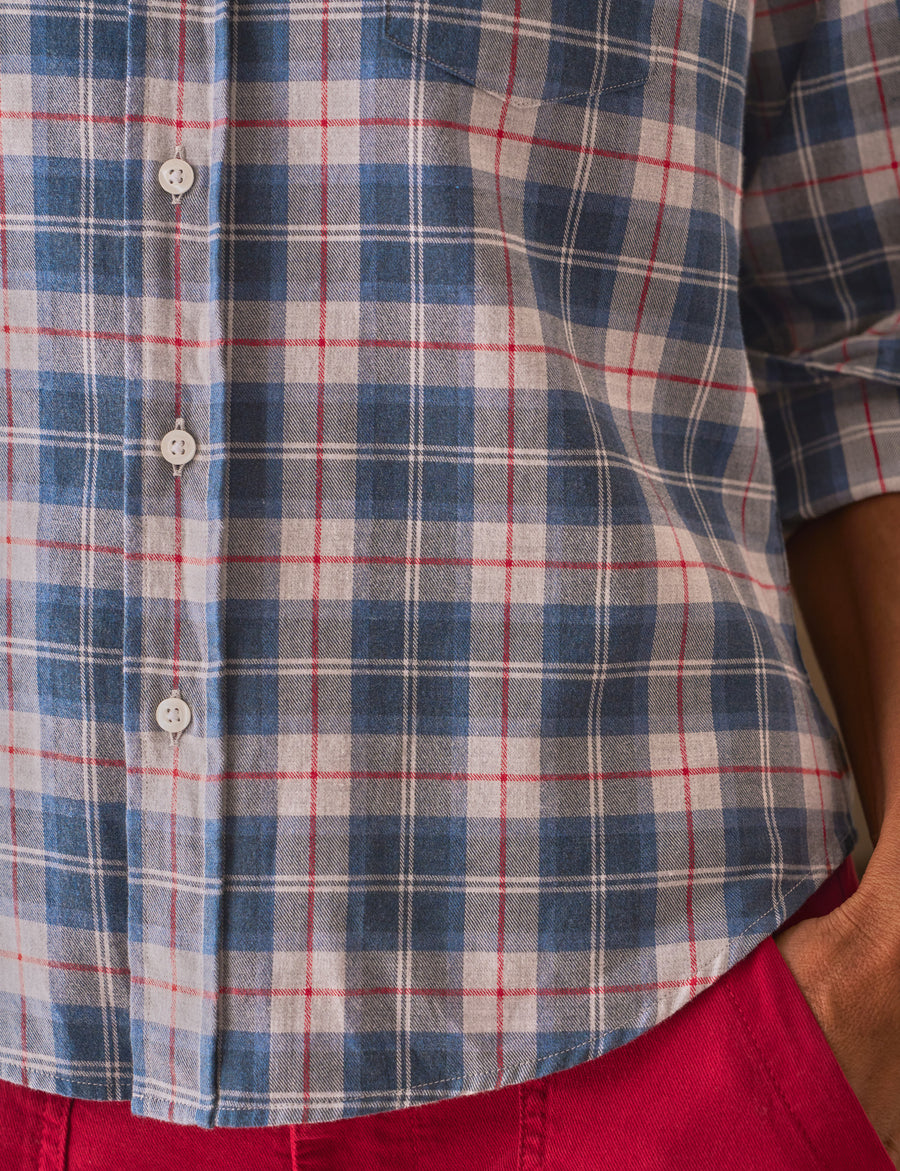 BARRY Gray with Blue and Red Plaid, Italian Flannel